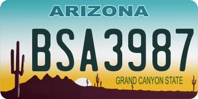 AZ license plate BSA3987