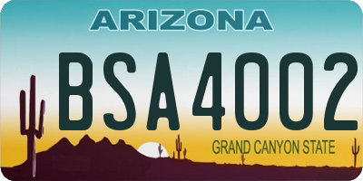AZ license plate BSA4002