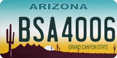 AZ license plate BSA4006