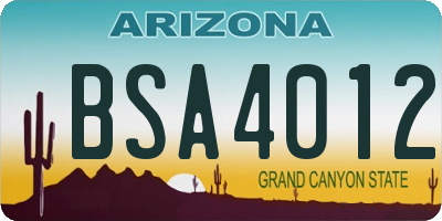 AZ license plate BSA4012