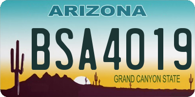 AZ license plate BSA4019