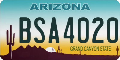 AZ license plate BSA4020