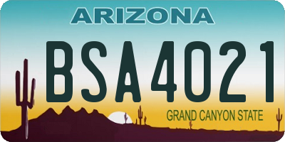 AZ license plate BSA4021