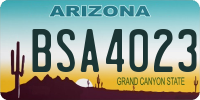 AZ license plate BSA4023