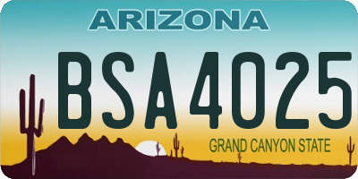 AZ license plate BSA4025