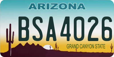 AZ license plate BSA4026