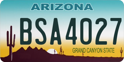 AZ license plate BSA4027