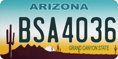 AZ license plate BSA4036