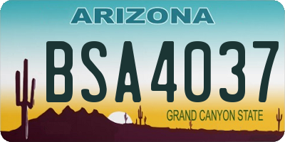 AZ license plate BSA4037