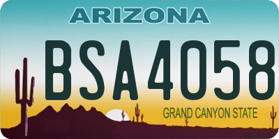 AZ license plate BSA4058