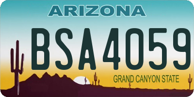 AZ license plate BSA4059