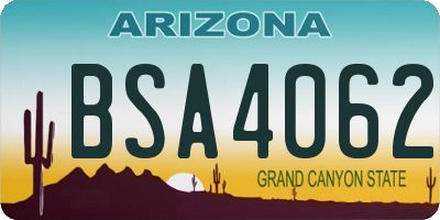 AZ license plate BSA4062