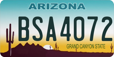 AZ license plate BSA4072