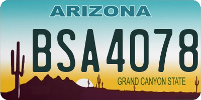 AZ license plate BSA4078