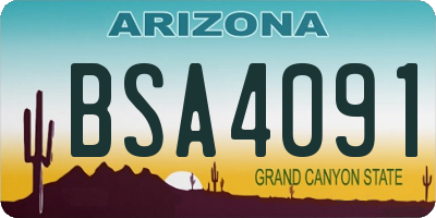AZ license plate BSA4091
