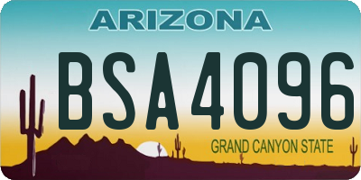 AZ license plate BSA4096