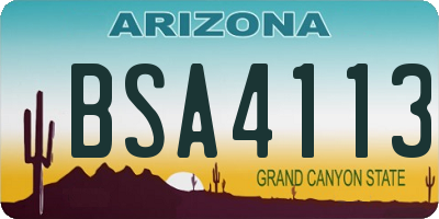 AZ license plate BSA4113