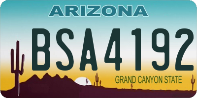 AZ license plate BSA4192
