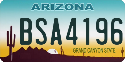 AZ license plate BSA4196