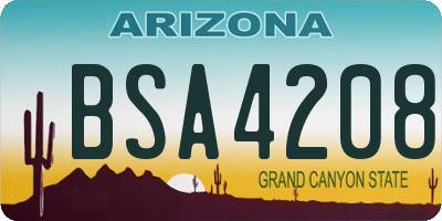 AZ license plate BSA4208