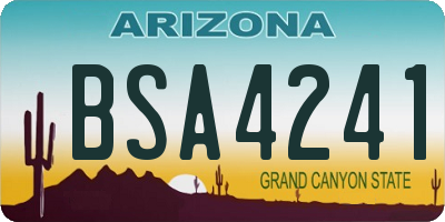 AZ license plate BSA4241