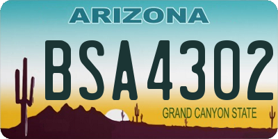 AZ license plate BSA4302