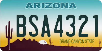 AZ license plate BSA4321