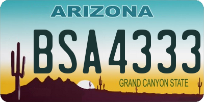 AZ license plate BSA4333
