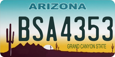 AZ license plate BSA4353