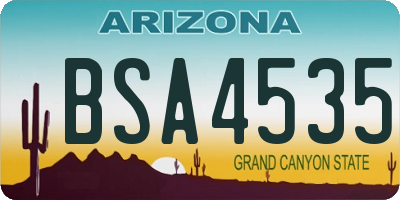 AZ license plate BSA4535