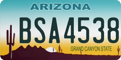 AZ license plate BSA4538