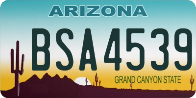 AZ license plate BSA4539