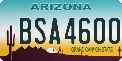 AZ license plate BSA4600