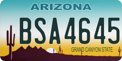 AZ license plate BSA4645