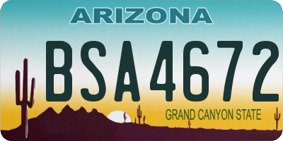 AZ license plate BSA4672