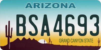 AZ license plate BSA4693