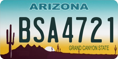 AZ license plate BSA4721