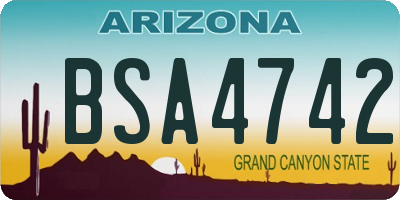 AZ license plate BSA4742