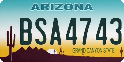 AZ license plate BSA4743