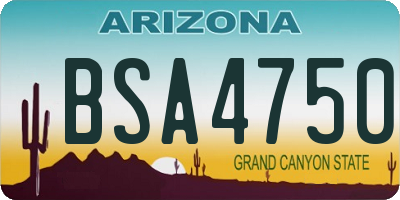 AZ license plate BSA4750