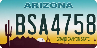 AZ license plate BSA4758