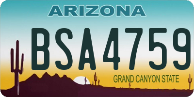 AZ license plate BSA4759