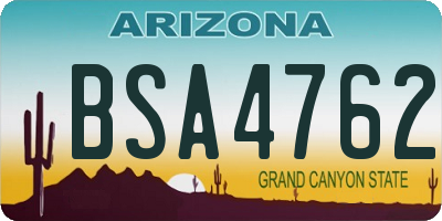 AZ license plate BSA4762