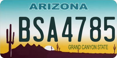 AZ license plate BSA4785