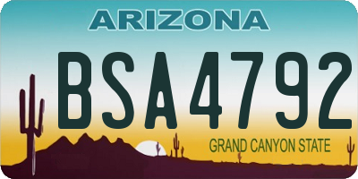 AZ license plate BSA4792
