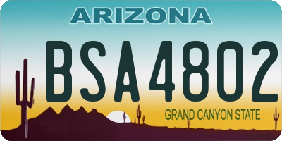 AZ license plate BSA4802