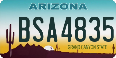 AZ license plate BSA4835