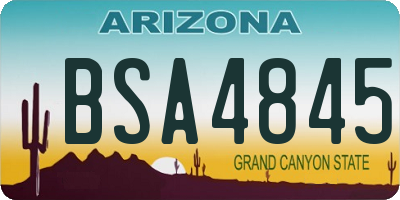 AZ license plate BSA4845