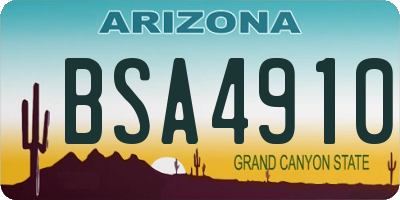 AZ license plate BSA4910