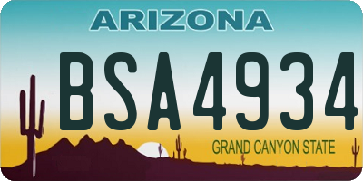 AZ license plate BSA4934